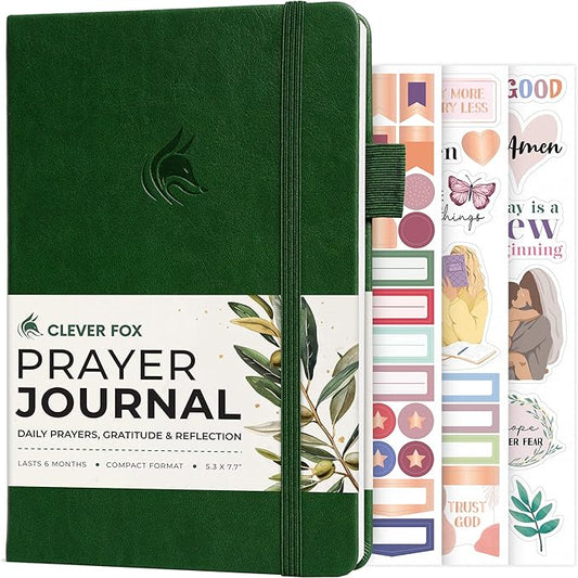 Clever Fox Prayer Journal – Daily Devotional & Gratitude Notebook – Religious Planner & Gods Book – Faith Based Gifts & Accessories (Forest Green)