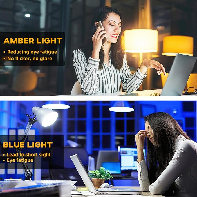 KINUR A15 3W Low Watt Amber Lights - Warm Light Bulbs for Sleep and Baby Nursery - 25W Equivalent - E26 Medium Base -4 Pack