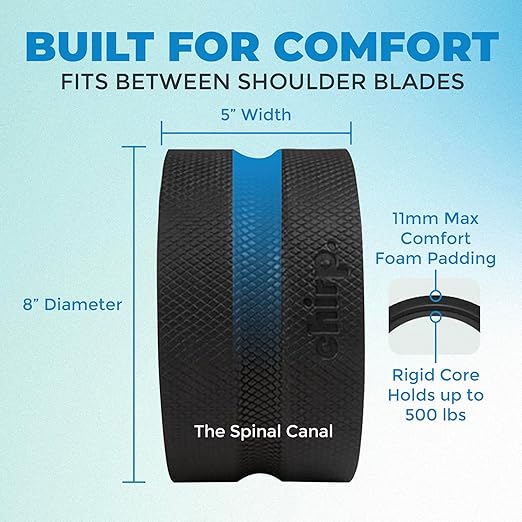 Chirp Wellness Duo: Upper Back Posture Corrector & Vibrating Foam Roller for Pain Relief, Spinal Alignment, and Deep Tissue Therapy - Black