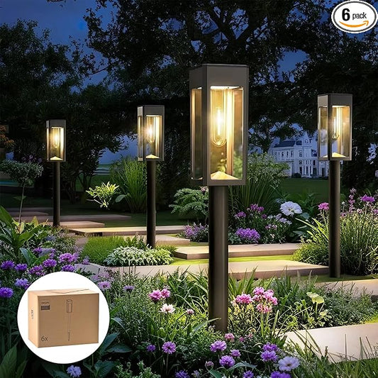 Philips 6 Packs Solar Pathway Lights Outdoor, Glass Metal Led Garden Landscape Lightings, 3000K Warm White, Waterproof for Decor Yard, Walkway, Patio, Driveway, Lawn