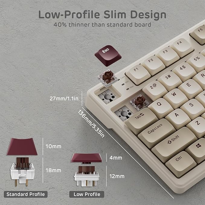 RK ROYAL KLUDGE N80 Low Profile Mechanical Keyboard w/Smart Display Screen & Knob, 75% Top Mount 3-Modes Wireless Mechanical Keyboard, Software Support, Massive Battery, 80 Keys, Tactile Brown Switch