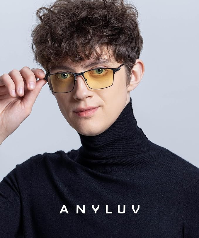 ANYLUV Blue Light Glasses for Men/Women, Lightweight Blue Light Blocking Glasses, Anti-Eye Strain Computer Glasses for Gaming