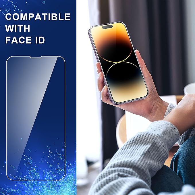 ImpactStrong Shatterproof Tempered Glass Screen Protector for iPhone 14 Pro Max [Easy Installation Frame] [Bubble Free] [9H Hardness] [Full Coverage] Case Friendly, 6.7 Inch - (3-Pack)