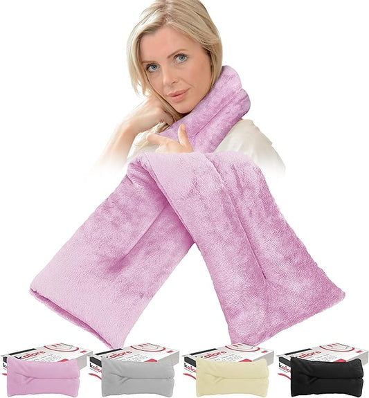 Microwavable Heating Pads for Winter, Back, Stomach & Head Comfort – Kalore Neck Wrap with Velboa Faux Fur Cover – Even Heat Distribution Hot Compress Bag - Wheat Heat Pad – Lavender Scent – Pink