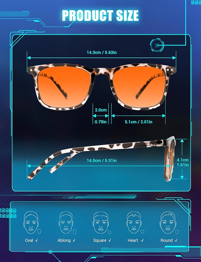 TIJN Sleep Glasses for 99% Blue Green Light Blocking Red Lens for Computer Gaming Screen Fatigue UV Protection