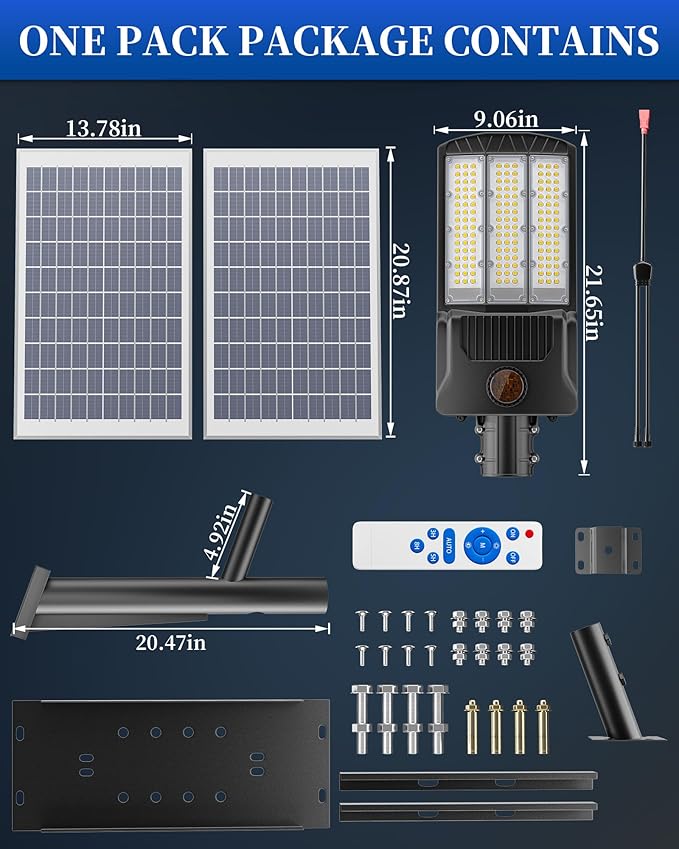 Ofuray Of-9800W Solar Street Lights Outdoor, 750000Lm Solar Parking Lot Lights Commercial Dusk to Dawn, 6500k IP67 Big Power with Remote Control for Street,Court,Yard