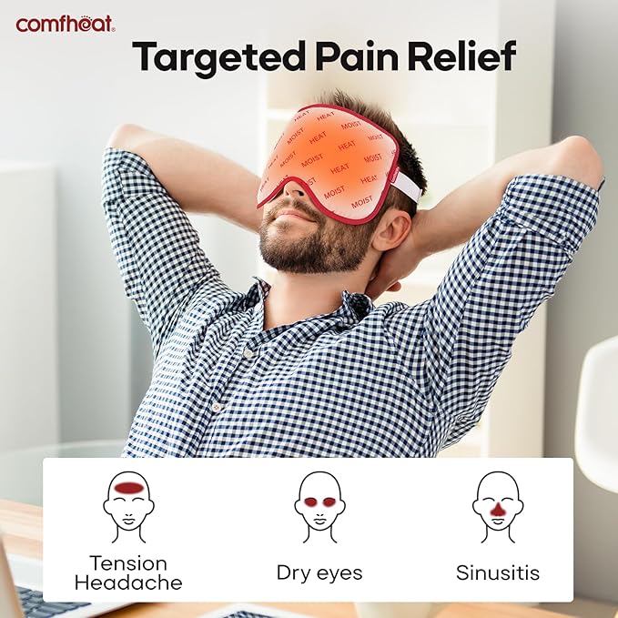 Sinus Mask Moist Heat Weighted Eye Mask for Sleep, Sinus Pressure Relief, Headaches Sinus Infection, Warm Face Compress, Washable