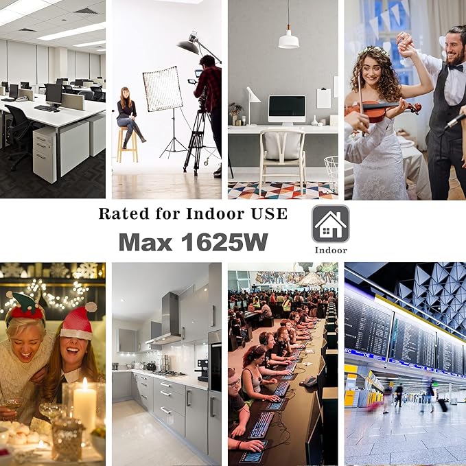 KUNCAN 3-Outlet Splitter Extension Cord - 3 Prong 1 to 3 Way Power Splitter Extension Cable, 1FT 16AWG 13A/1625W, NEMA 5-15P to 3*NEMA 5-15R Y Style Extension Cord (Black 1-Pack)