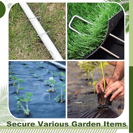 200 Pack Landscape Staples,6 Inch Galvanized Steel Garden Staples,11 Gauge Garden Stakes,Galvanized Landscape Staple,Heavy Duty Yard Stakes for Weed Barrier Fabric,Securing Irrigation Tubing