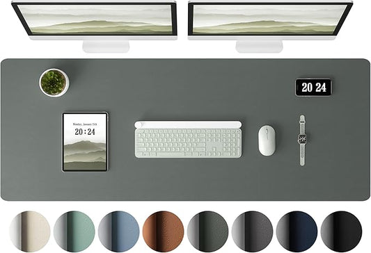 Aothia Leather Desk Pad Protector, Office Desk Mat, Large Mouse Pad, Laptop Desk Pad, Non-Slip PU Leather Desk Blotter, Waterproof Desk Writing Pad for Office and Home (Jungle Green, 47" x 17")