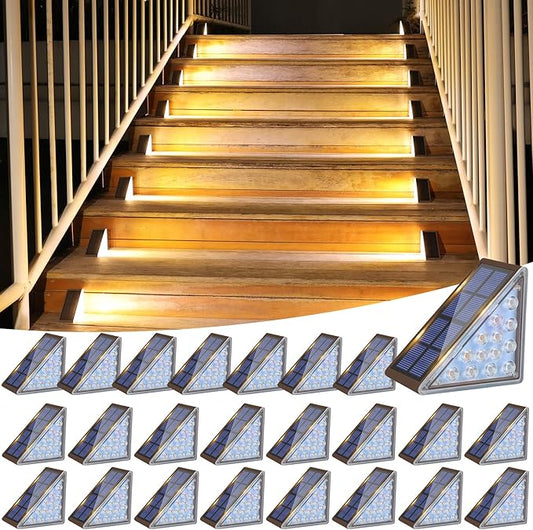VOLISUN Solar Step Lights Outdoor Waterproof, LED Outdoor Stair Lights, Solar Step Light for Outside, Deck Light Decor for Stair,Front Porch and Patio(Brown,24 Pack)
