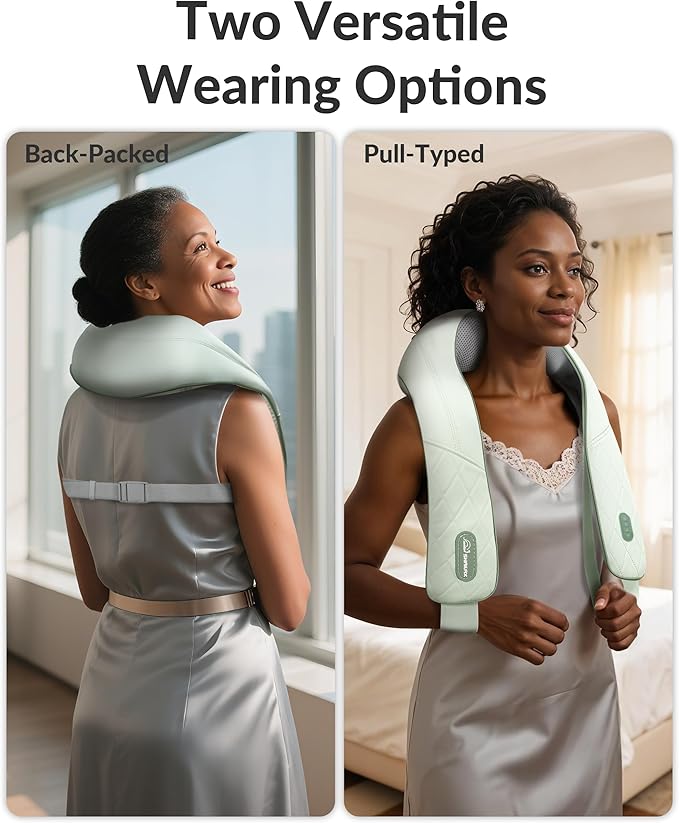 Cordless Neck Massager for Pain Relief Deep Tissue, Shiatsu Neck Back Massager Rechargeable Portable Kneading Shoulder Massage for Body Muscle Pain Relief, Gifts for Mom Dad Lovers