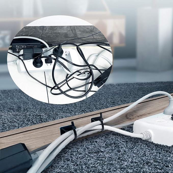 HUASAI 4/5" 100 Pack Zip Tie Mount With Cable Ties,Self Adhesive-backed Mounts for Wire Holder, White Cable Management Clips Wall Anchors