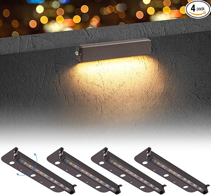 4-Packs 3W 7 Inch LED Hardscape Paver Lighting,12V AC/DC Low Voltage Retaining Wall Lights,LED Landscape Lighting,2700K Soft White Outdoor Step Light,50,000 Hours Lifespan