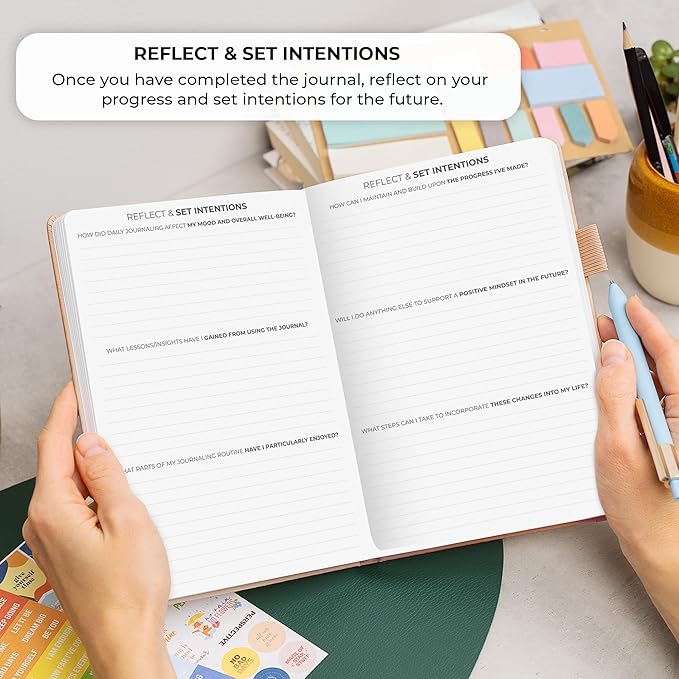 Clever Fox Four-Minute Journal – Daily Positivity Journal with Prompts – Motivational Affirmation, Mental Health & Habit Tracker (Rose Gold)