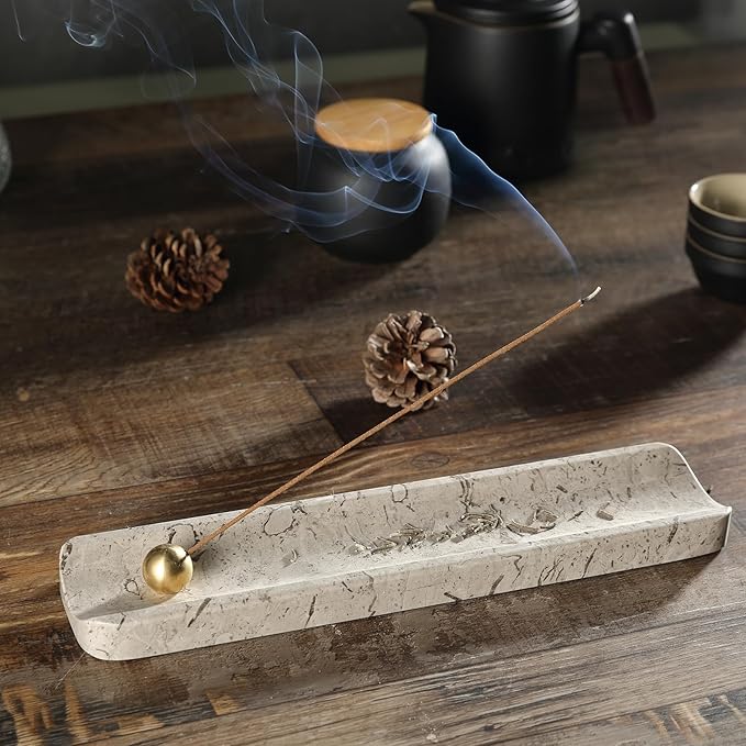 Koville Luxury Natural Marble Incense Holder, Incense Holders for Sticks, Incense Burner Holder, Ideal for Meditation and Relaxing, Easy to Clean
