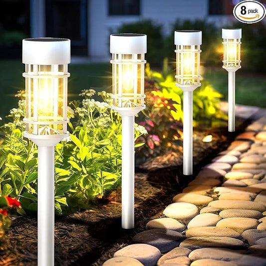 Solar Pathway Lights Outdoor Waterproof, 8 Pack LED Solar Garden Lights for Outside Decorations, Dusk to Dawn Solar Walkway Lights Landscape Lighting