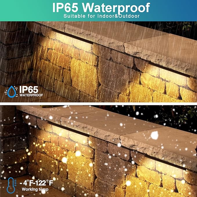 8-Packs 3W 7 Inch LED Hardscape Paver Lighting,12V AC/DC Low Voltage Retaining Wall Lights,LED Landscape Lighting,2700K Soft White Outdoor Step Light,50,000 Hours Lifespan