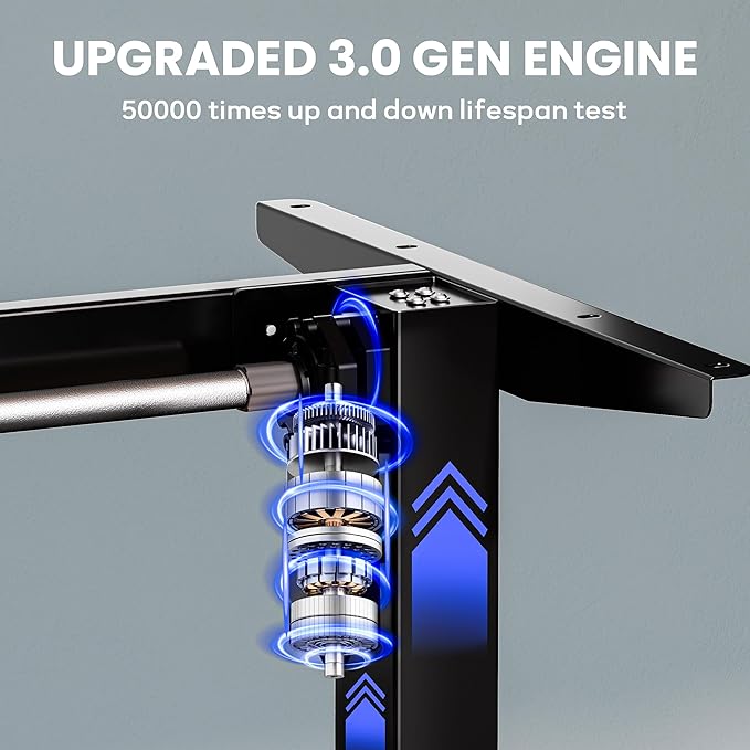 Electric Standing Desk Frame,Memory Controller Height Adjustment,176lbs Weight Capacity,For 37 to 77.5" Desktop,Ergonomic Sit Stand Desk Base for Home Office,Black Frame Only