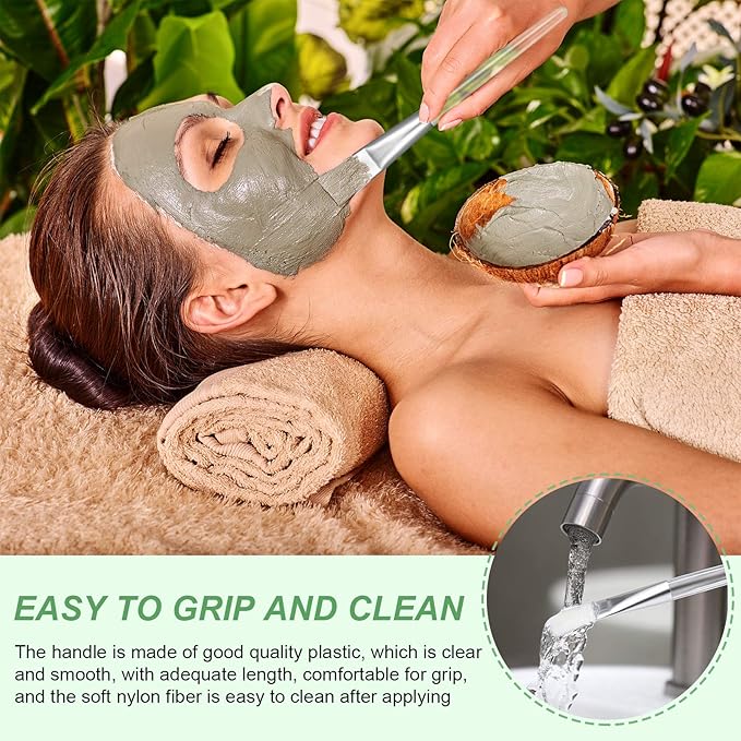 16 Pieces Facial-Mask Brush Face-Mask Applicator Soft Facial Application Brush with Clear Plastic Handle for Skin Care, Body Butter Applicator Tools (White)