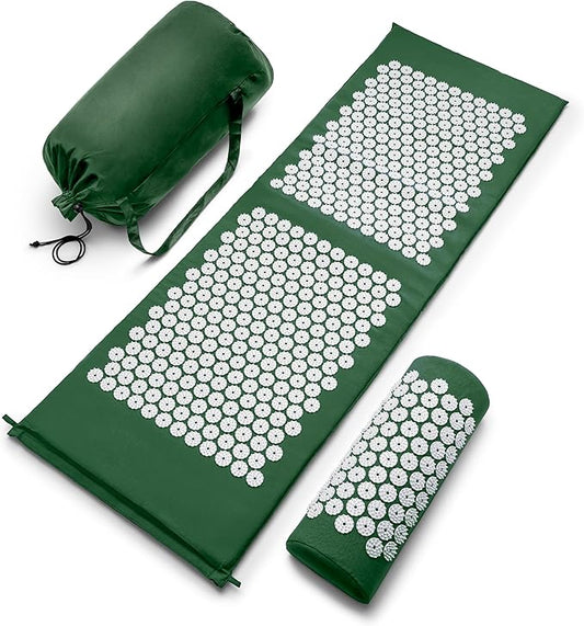 Sivan Health and Fitness Acupressure Mat and Pillow Set - Grounding Mat for Stress, Back & Neck Pain - Acupuncture Point Massage Mat for Muscle Relaxation, Sciatica, & Meditation - Includes Carry Bag