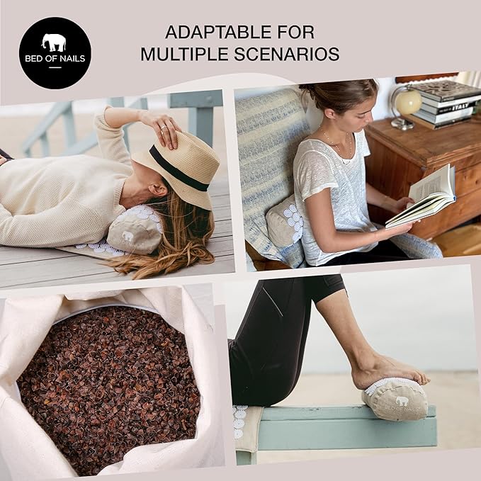 Bed of Nails Original Premium Comfortable ECO Acupressure Pillow Lumbar Cushion, 2142 Acupuncture Pressure Points for Neck Pain, Back Pain, Stress Relief with Drawstring Bag, 15x6x4