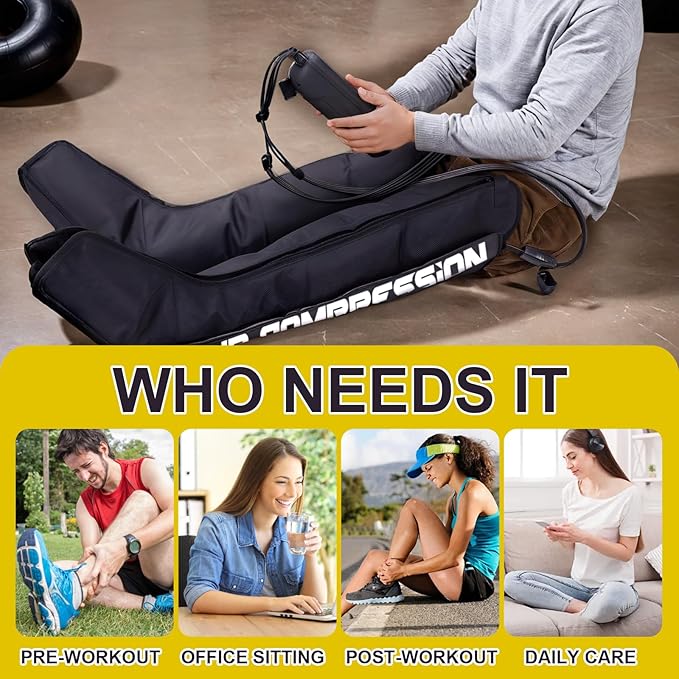 Air Compression Therapy System, Leg Massager for Pain and Circulation, Full Leg Recovery Boots Cordless Air Compression Boots, Fast Recovery Therapy for Athletes, L