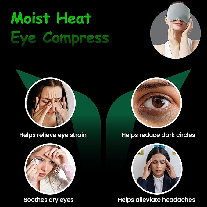 Eye Mask Set of 3 - Heated Eye Mask with Weighted Moist Warm Compress for Dry Eyes & Migraine - Cooling Eye Mask with Cold Compress for Irritated Eyes, Dry Eyes, Blepharitis, and Styes