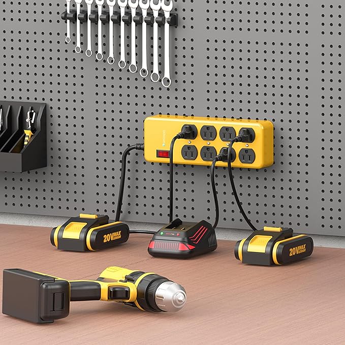 Heavy Duty Power Strip,Industrial Heavy Metal Case Surge Protector,8 AC Outlets,15Amp,2700 Joules,Protected' Indicator,14 Gauge Cord (Yellow, 15FT Length)