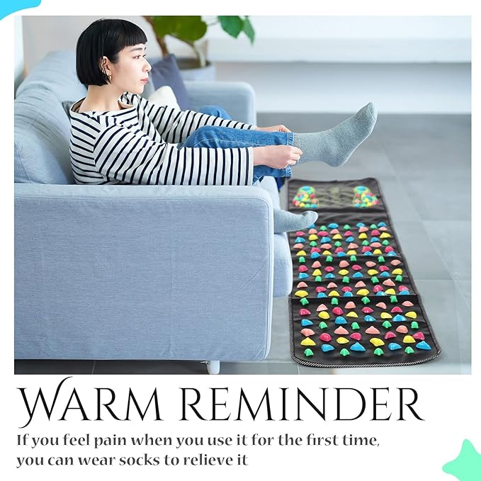BBTO Foot Massage Mat Reflexology Walk Stone Road for Acupressure Foot Massage Acupoint Mat for Long Sitting Elderly Students and Office Workers(55.12 x 13.78 Inches)