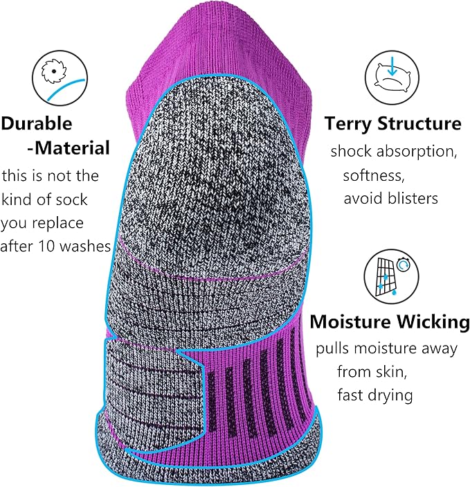 CWVLC Unisex Cushioned Compression Athletic Ankle Socks Multipack