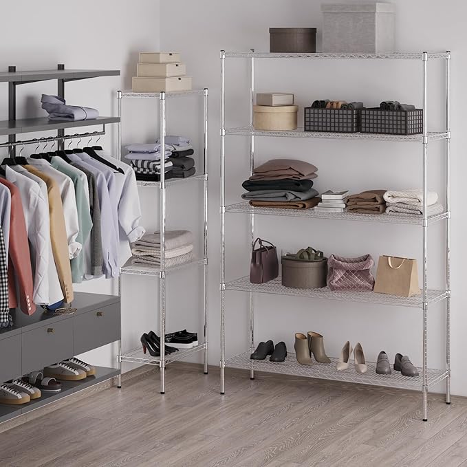 18" Deep x 54" Wide x 86" Height Wire Shelving Kit | 5-Tier | NSF Commercial Storage Rack Unit