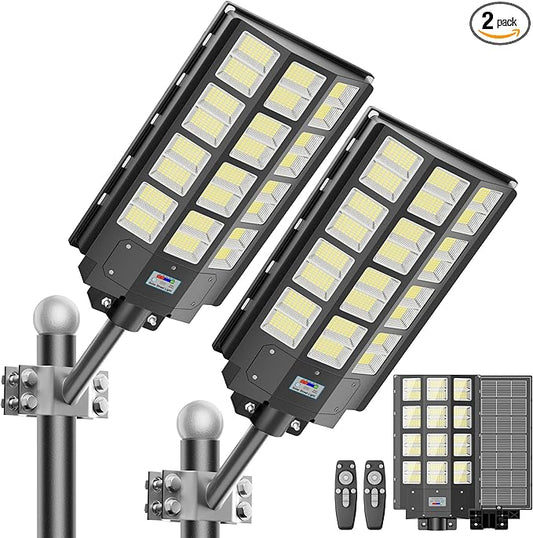 8000W Solar Street Light Outdoor Waterproof, 240000LM Solar Powered Parking Lot Lights Large Street Light Dusk to Dawn with Motion Sensor, LED Flood Light Wide Angle Lamp for Patio and Parkling Lot