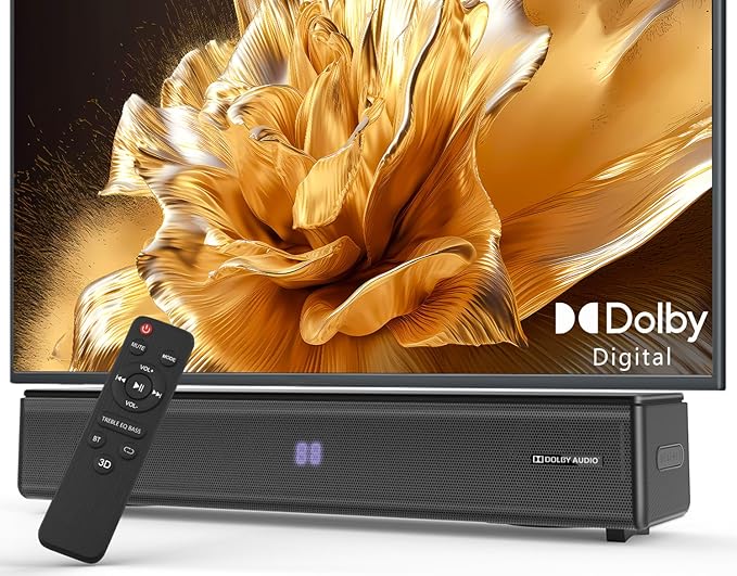 TV Sound Bar, Bluetooth Soundbar with Dolby Digital Surround Audio System for Smart TV, HDMI ARC/Opt/Aux Home Theater Speaker for Game/PC/Projector