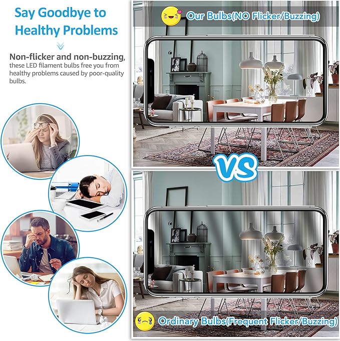 MAXvolador 12-Pack Dimmable Vintage LED Edison Bulb 60W Equivalent, 6W 850Lumens Edison Light Bulbs 5000K, ST58 Antique LED Filament Bulb, E26 Base