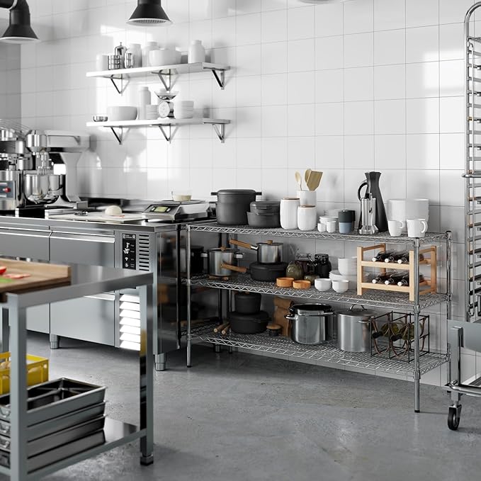 18" Deep x 60" Wide x 34" Height Wire Shelving Kit | 3-Tier | NSF Commercial Storage Rack Unit