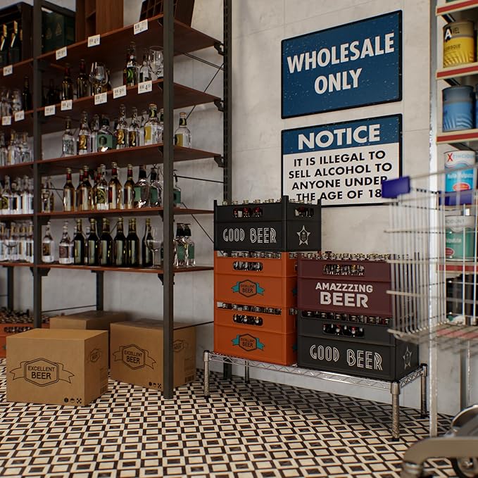 14" Deep x 36" Wide x 8" Height 1-Tier Wire Shelving Kit | NSF Commercial Storage Rack Unit