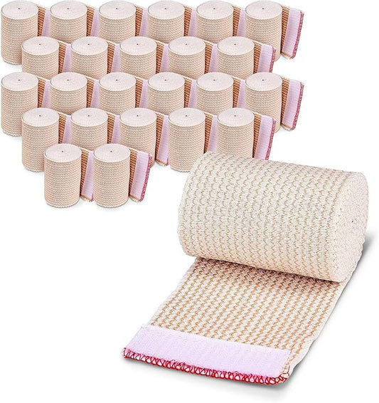 Premium Elastic Bandage Wrap (3” Wide, 25 Pack) - Nexskin Latex Free Athletic/Medical Compression Bandages Hook & Loop Fasteners at Both Ends - Lifetime Washable & Reusable Bandages