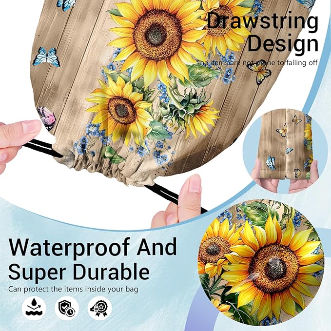 Wooden Sunflower Gymnastics Grip Bag Small Gymnastics Pouch String Bag for Gym Sports Grip