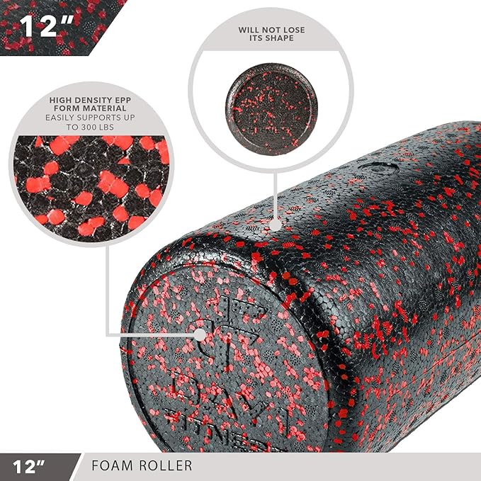 Day 1 Fitness High-Density Round Foam Rollers - 4 Size and 8 Color Options - Massage Rollers for Stretching, Deep Tissue and Myofascial Release