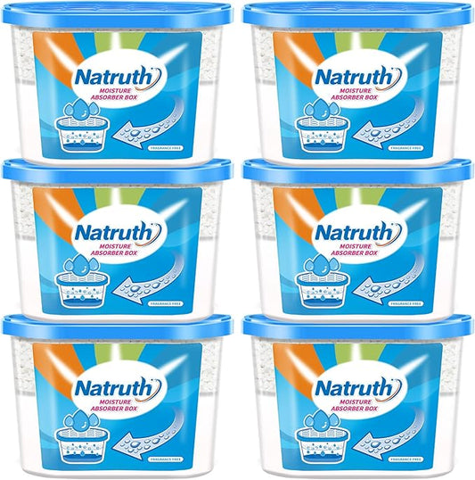 NATRUTH Moisture Absorber boxes, Unscented 800ml(6 PACKS)*12.5OZ Closet Dehumidifier, Eradicate Odor Moisture Absorbers Bucket, Humidity Absorber,Dehumidifier for Closet,Bathrooms, Kitchen & Boats