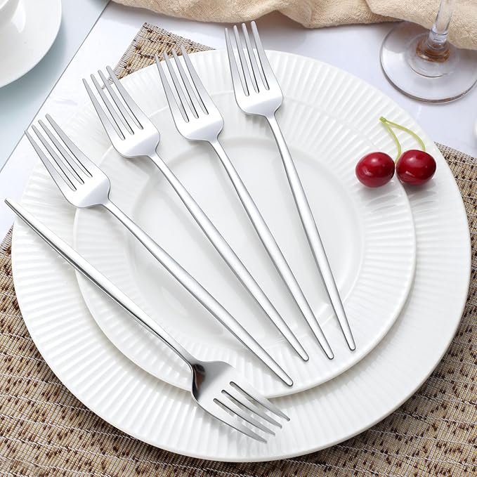 Pleafind 36-Pcs Silver Dinner Forks - 8.4 Inch Stainless Steel, Mirror Polished, Dishwasher Safe - Bulk for Home, Kitchen, Restaurant