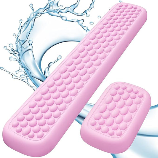 Lekvey Ergonomic Keyboard Wrist Rest - Memory Foam with Massage Points & Waterproof PU Leather Wrist Pad, Carpal Tunnel Support for Office Computer/Gaming, Typing Pain Relief, Easy-Clean（Pink）