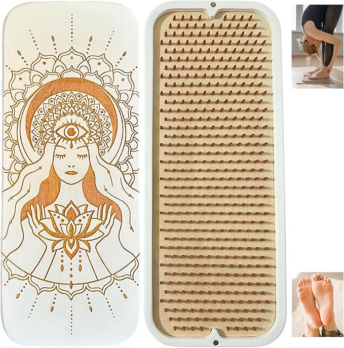 TENGRY Sadhu Board, Specially Crafted Aluminum & Copper Nails, Light Nail Board, 0.31 IN (8 mm), Beginners, Hexagon, Slim Sadhu Wood Board for Standing on Nails, Acupuncture Foot Massage, Yoga Gift