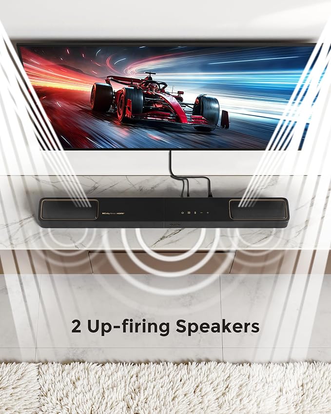 ULTIMEA 5.1.2ch Sound Bar with Dolby Atmos, Surround Sound System for TV with 2 Surround Speakers, Sound Bar for Smart TV, Soundbar with Subwoofer for Home Theater, BT 5.4, HDMI eARC, Skywave F40
