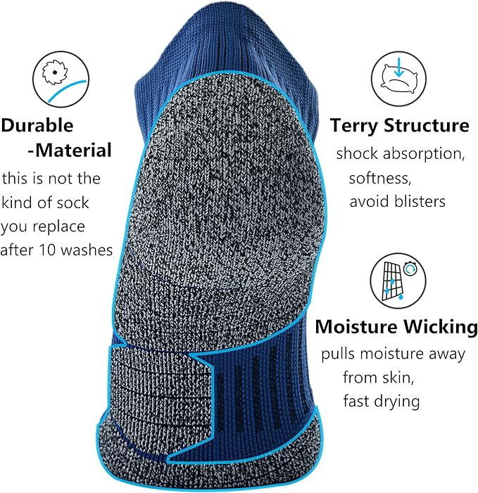 CWVLC Unisex Cushioned Compression Athletic Ankle Socks Multipack