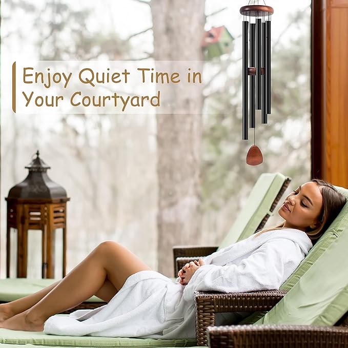 50 Inch Wind Chimes for Outside. Deep Tone Large Wind Chimes with 5 Aluminum Tubes Courtyard Decoration. Windchimes Outdoor Create an Enjoyable Atmosphere & Give Mom a Gift