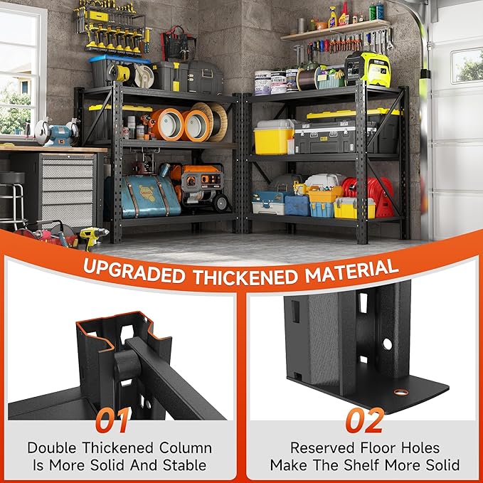Heavy Duty Garage Shelving Unit - 4200 lbs Capacity, Industrial Metal Storage Rack, Adjustable Steel Rack for Garage, Warehouse, Basement, Pantry,51.2" W x 23.6" D x 47.2" H