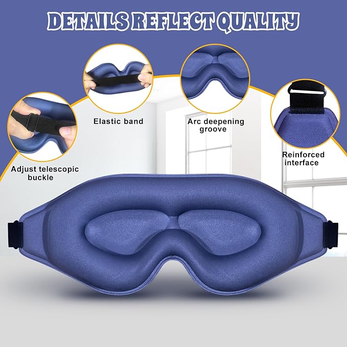3D Advanced Eye Mask for Sleeping，Ultra Delicate Soft Skin Friendly Eye mask，100% Blackout Sleep Eye Mask for Sleep, Eyelash Extension Sleep mask， Sleeping Eye Masks for Men and Women