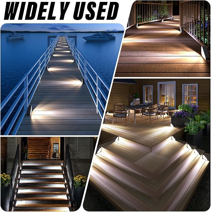 ROSHWEY Solar Step Lights for Outside, 16 Pack Solar Powered Stair Lights Outdoor Waterproof, Triangle Deck Step Light, Outdoor Decor Lighting for Front Porch, Backyard, Patio, Cool White